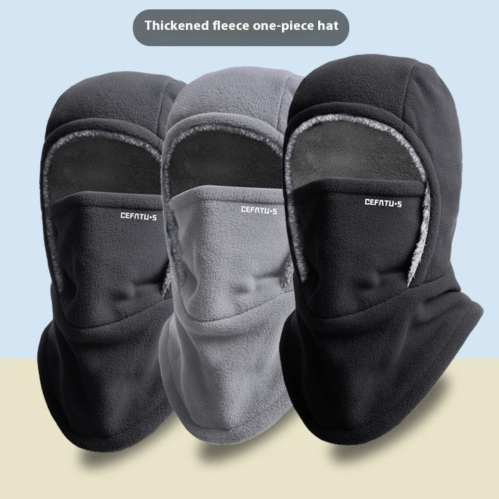 Hooded hat with scarf and face mask – with warm lining