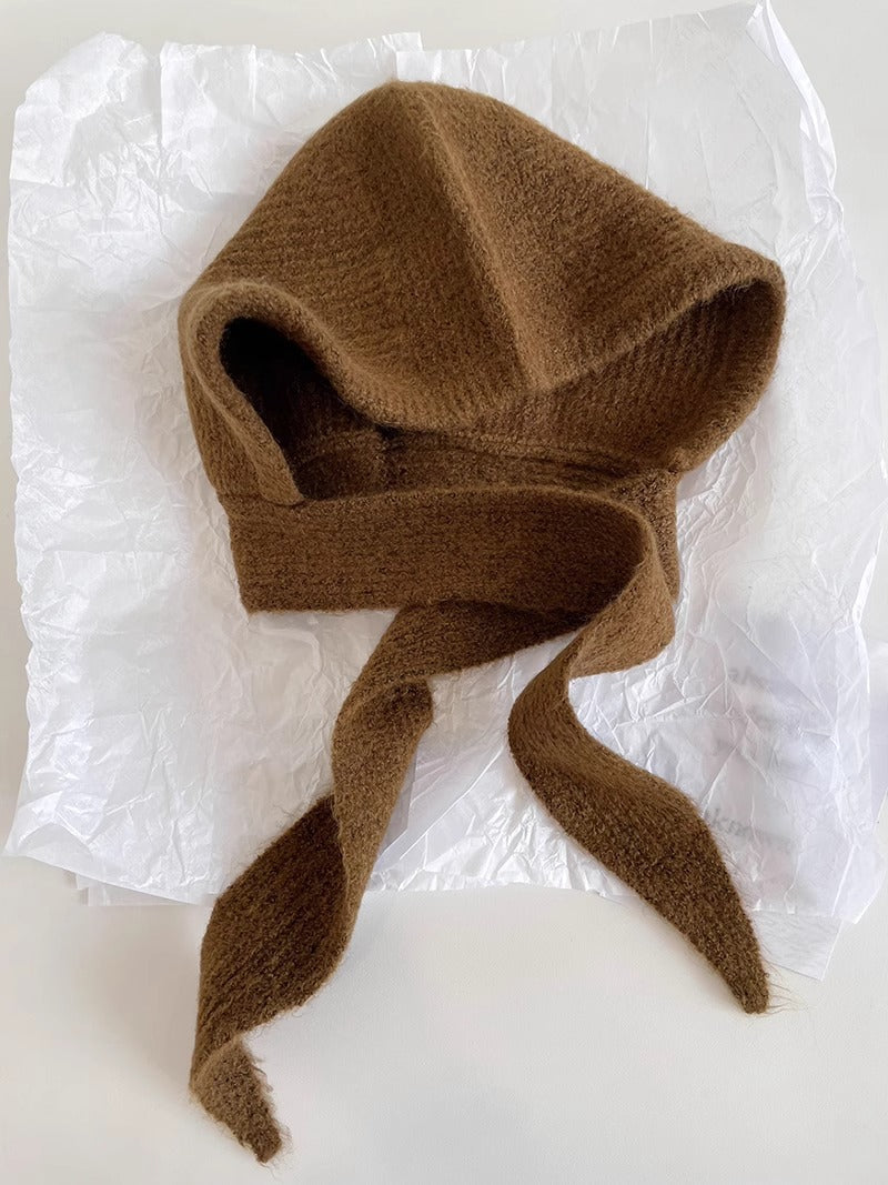 Knitted balaclava with ear warmers – retro, in a wool blend