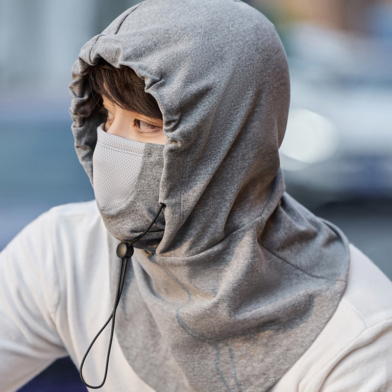 Windproof face mask with hood and neck warmer for cycling