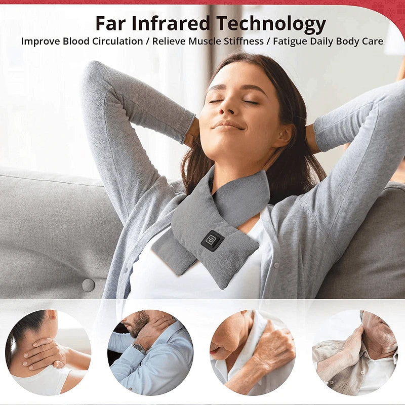 Heated scarf in soft fleece with three heat settings