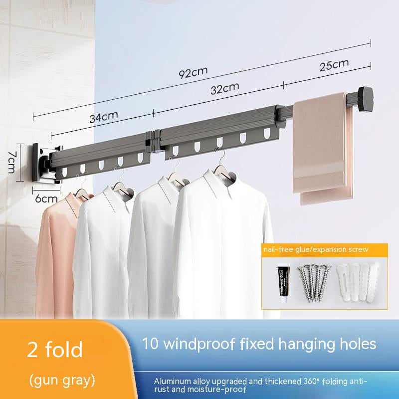 Foldaway drying rack with suction cup, no drilling into the wall