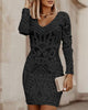 Stylish Mini Dress with V-Neck - Sienna