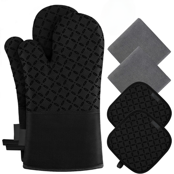 6-Piece Heat-Resistant Oven Glove and Pot Holder Set