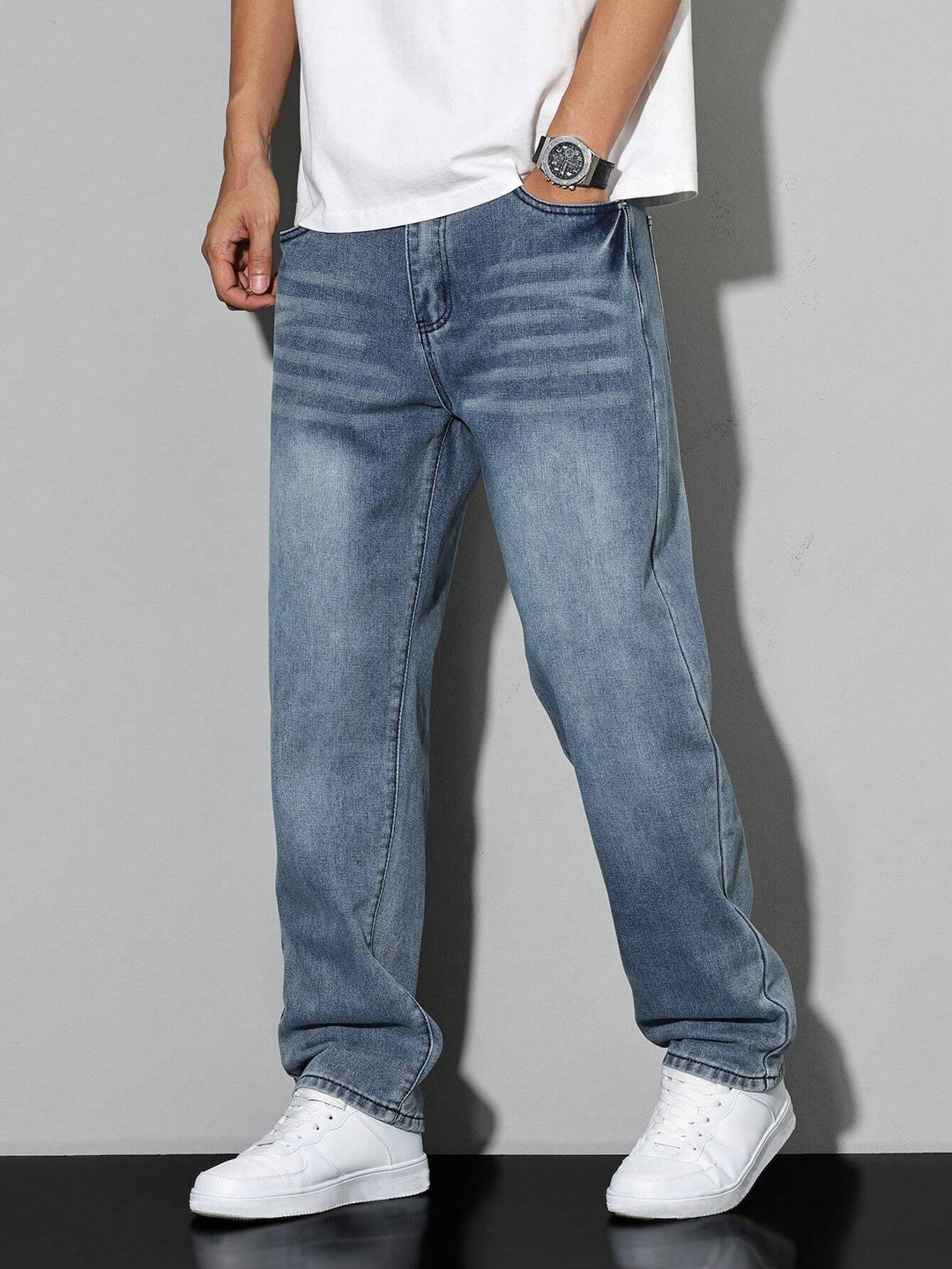 Baggy Jeans - Wide Denim Trousers with a Washed Look