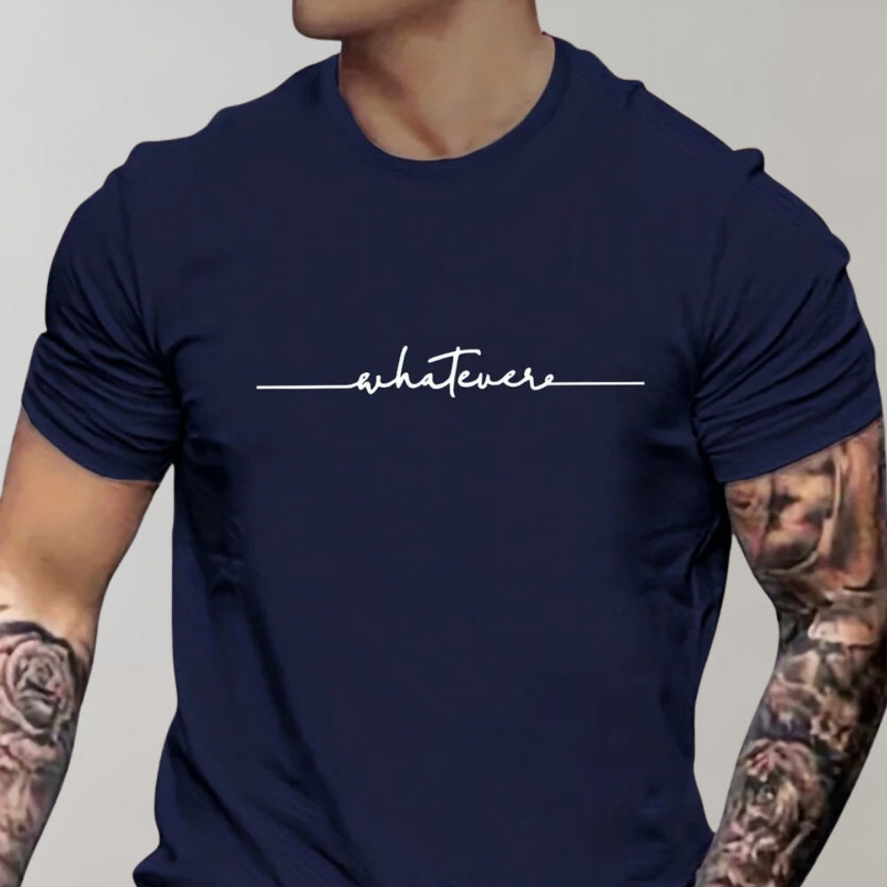 Casual Men’s T-Shirt with Crew Neck and Minimalist Print
