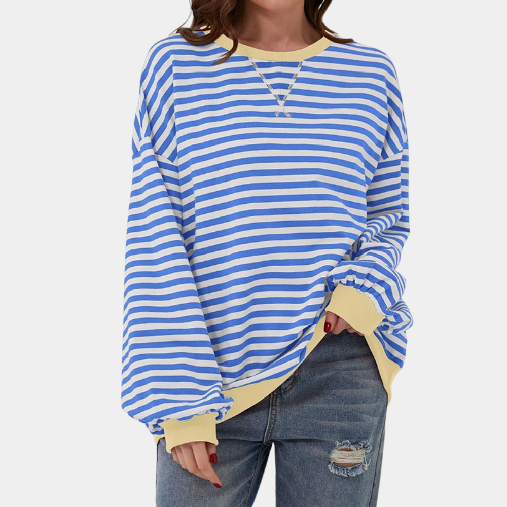 Oversized Striped Long Sleeve T-Shirt for Women