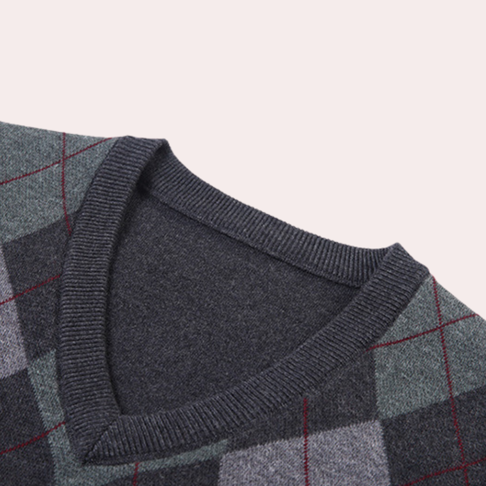 Men's Jumper with Stylish Argyle Pattern - Felix