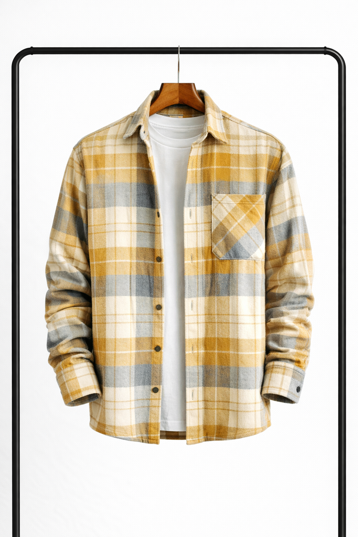 Classic Men's Checked Overshirt – Warm, Comfortable Mid-Layer Shirt Jacket