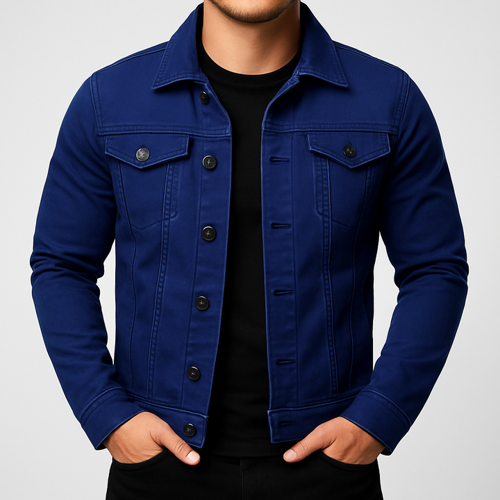 Men’s Casual Solid Denim Jacket