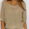 Khaki Crew-Neck Half-Sleeve Knitted Sweater – Relaxed Everyday Style