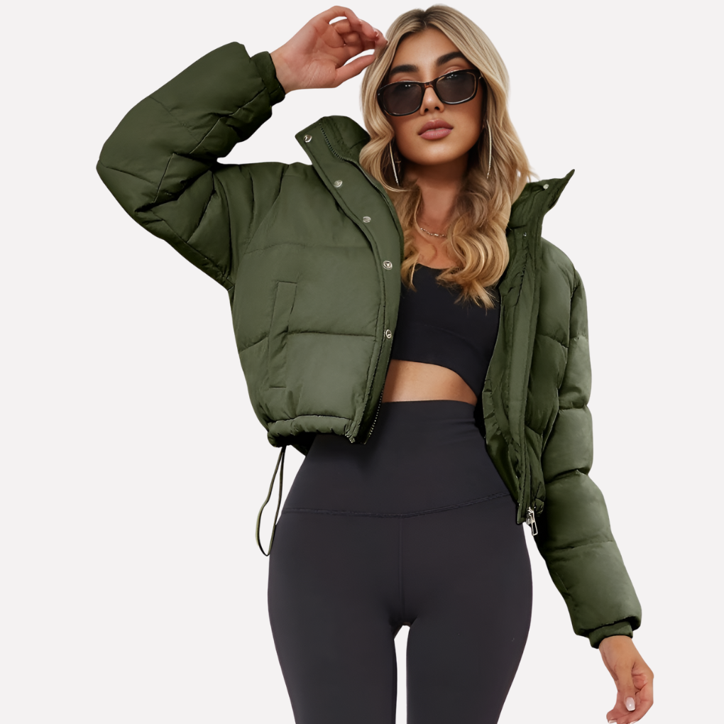 Women’s Short Jacket with Hood and Front Zippe