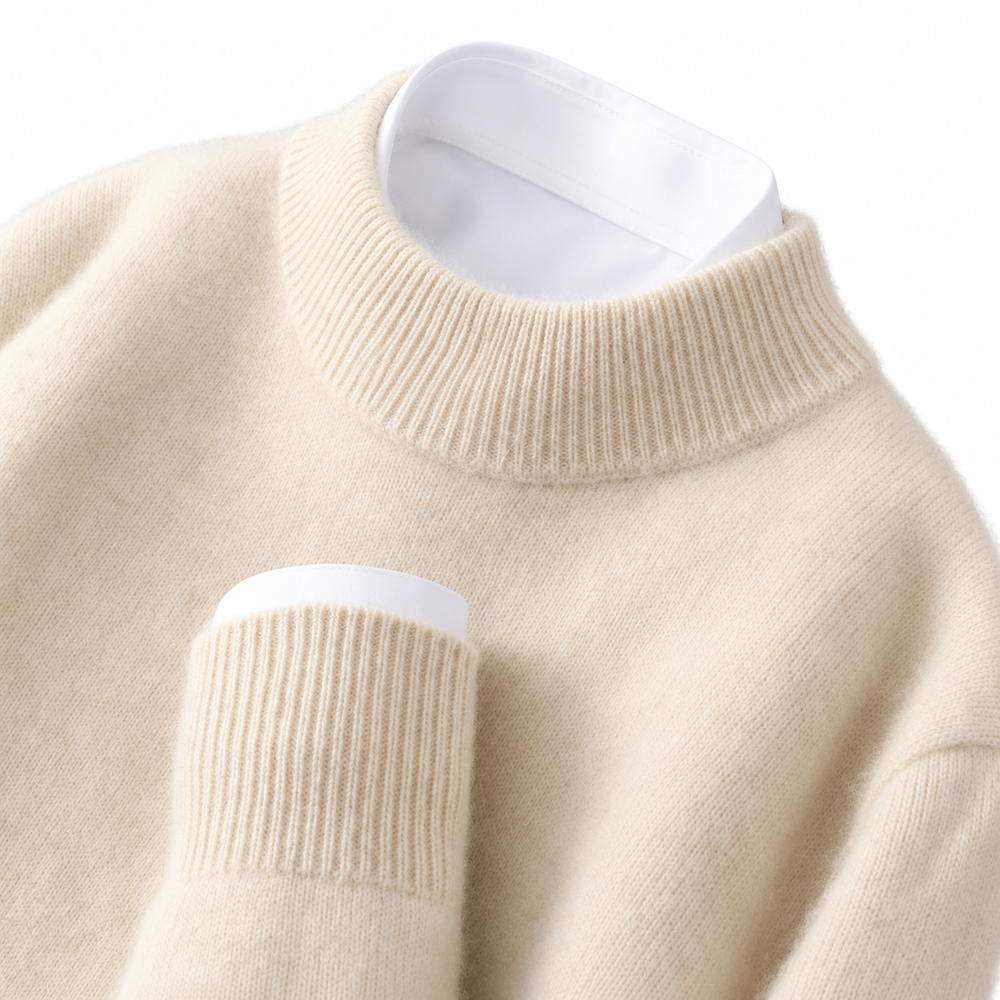 Women's cashmere jumper with stand collar