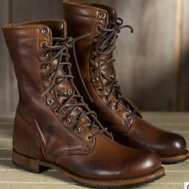 Women's Leather Lace-Up Boots with Orthopaedic Footbed and Arch Support
