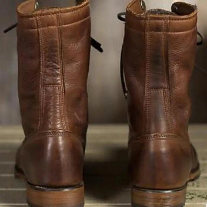 Women's Leather Lace-Up Boots with Orthopaedic Footbed and Arch Support
