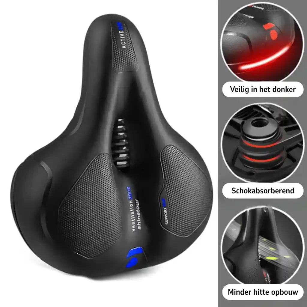 Ergonomic comfort bicycle seat with cut-out – with 2-inch thick foam and waterproof PU leather