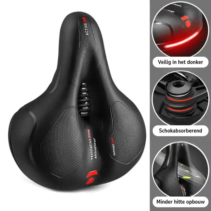 Ergonomic comfort bicycle seat with cut-out – with 2-inch thick foam and waterproof PU leather