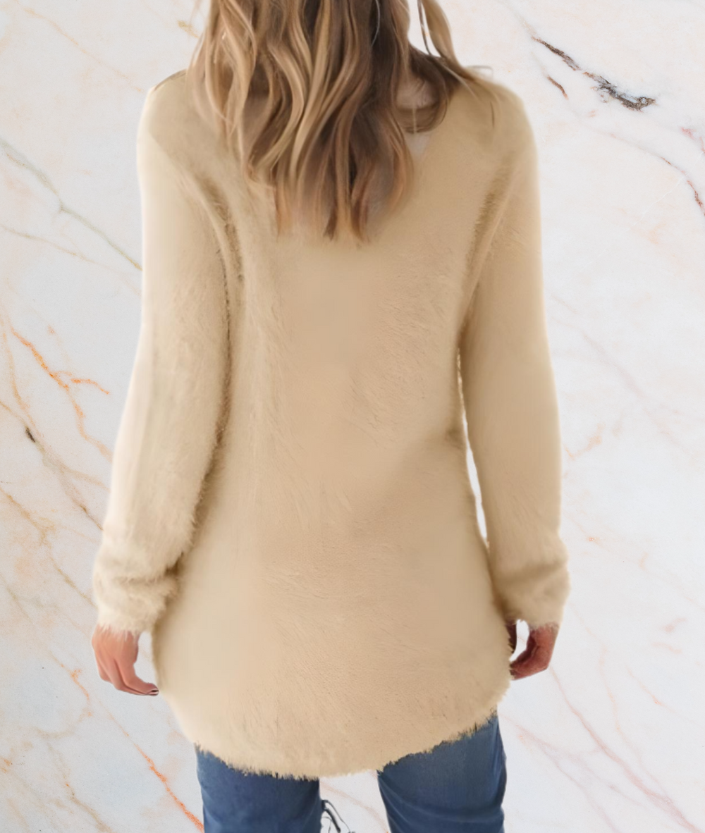 Divisha - Simple Well-Fitting Long Semi Fury Jumper