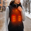 Women's heated gilet with stand-up collar and 9 zones