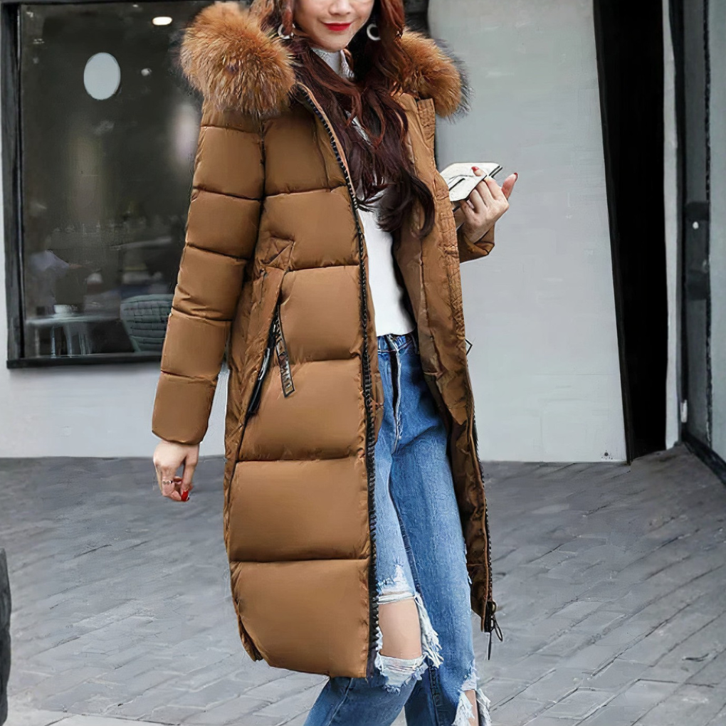 Women’s Long Coat with Fur Collar
