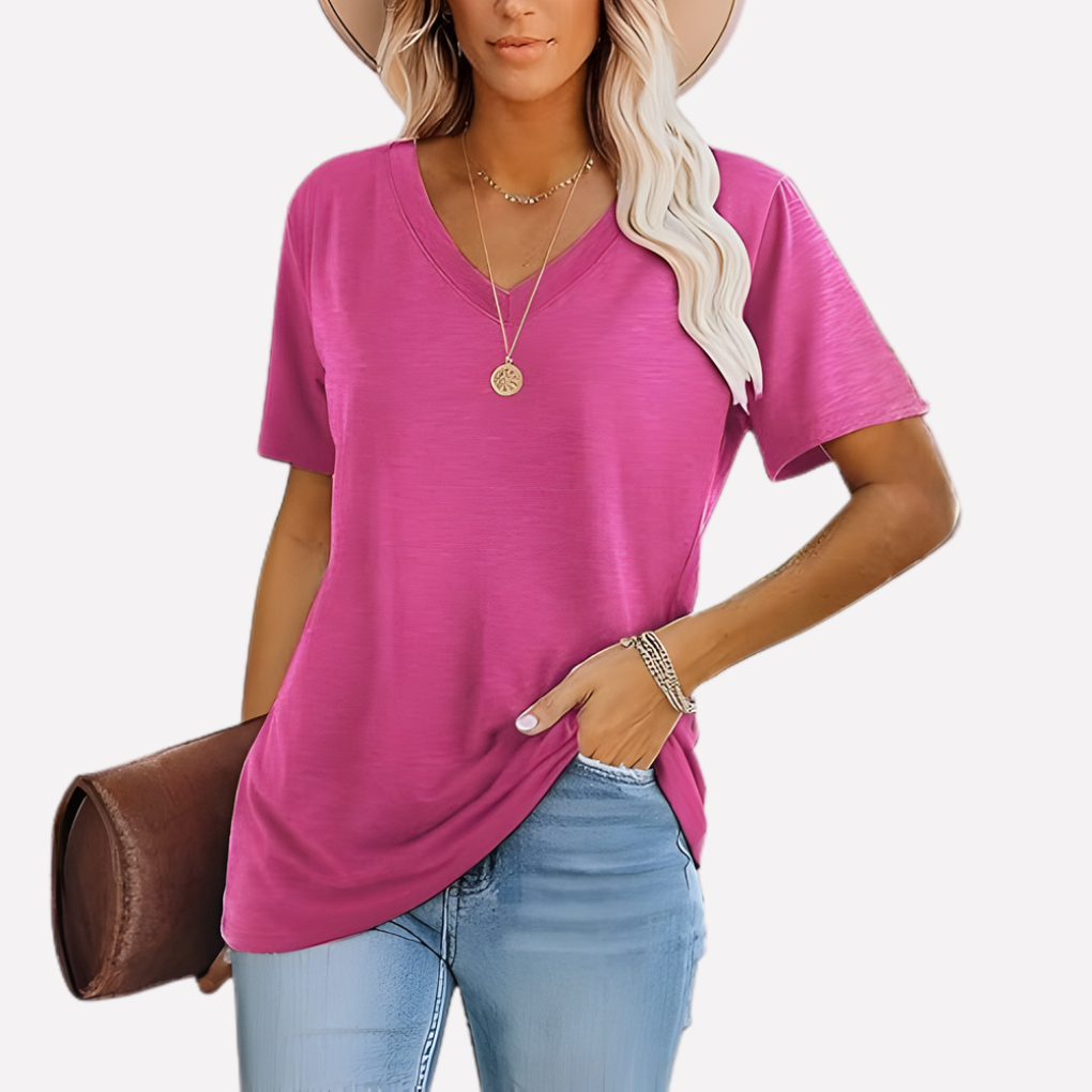 Women’s V‑Neck Short Sleeve Top
