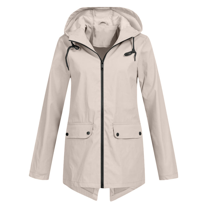 Waterproof Women's Mid-Length Jacket with Zipper