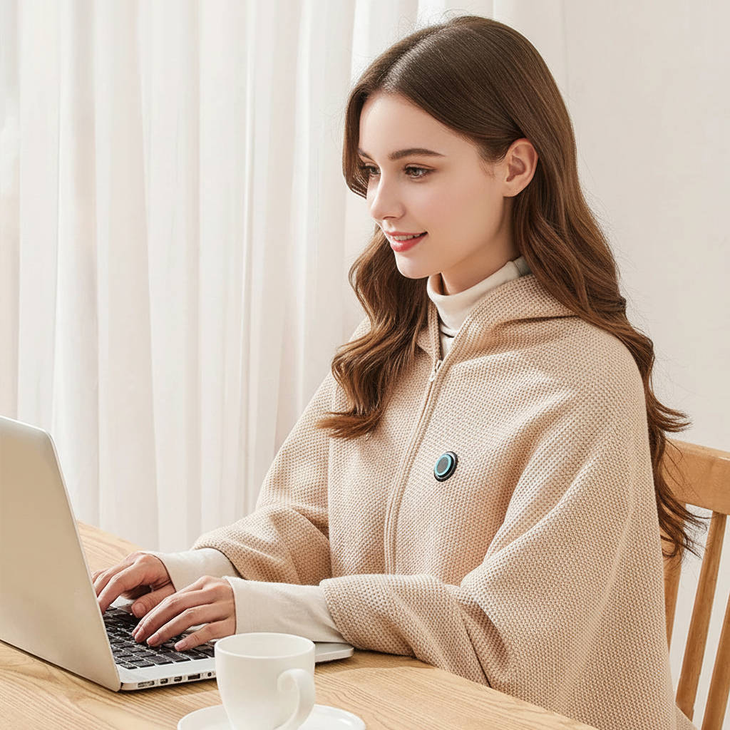 Heated USB-C shawl with eight heating zones