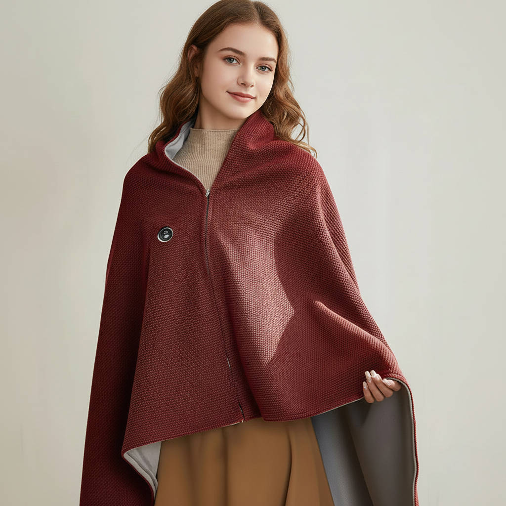 USB-heated shawl in soft cotton blend