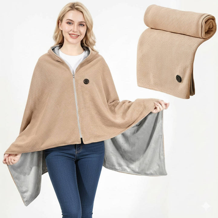 USB-heated shawl in soft cotton blend