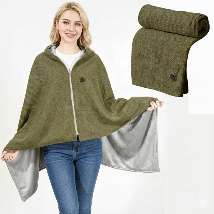 USB-heated shawl in soft cotton blend