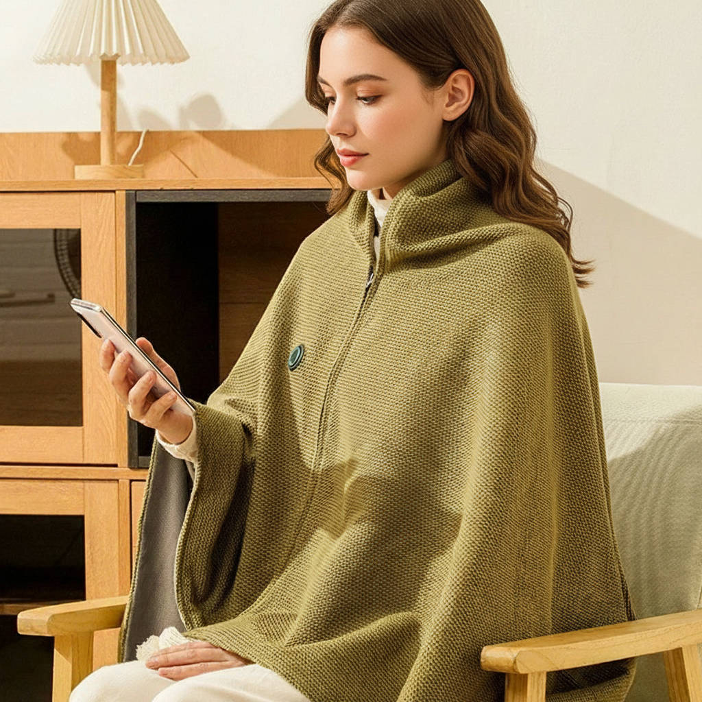 Heated USB-C shawl with eight heating zones