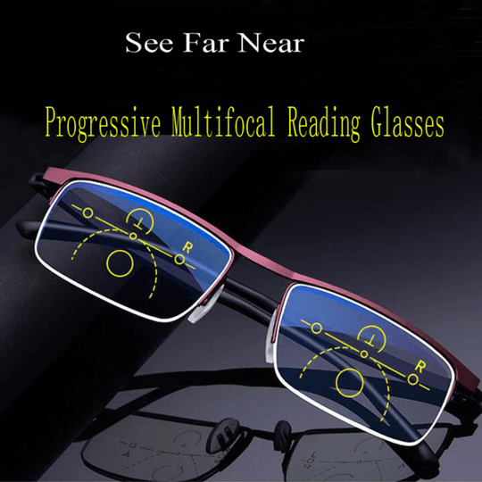 Progressive Reading Glasses for Near and Far Vision, with Anti-Reflective Coating and UV Protection