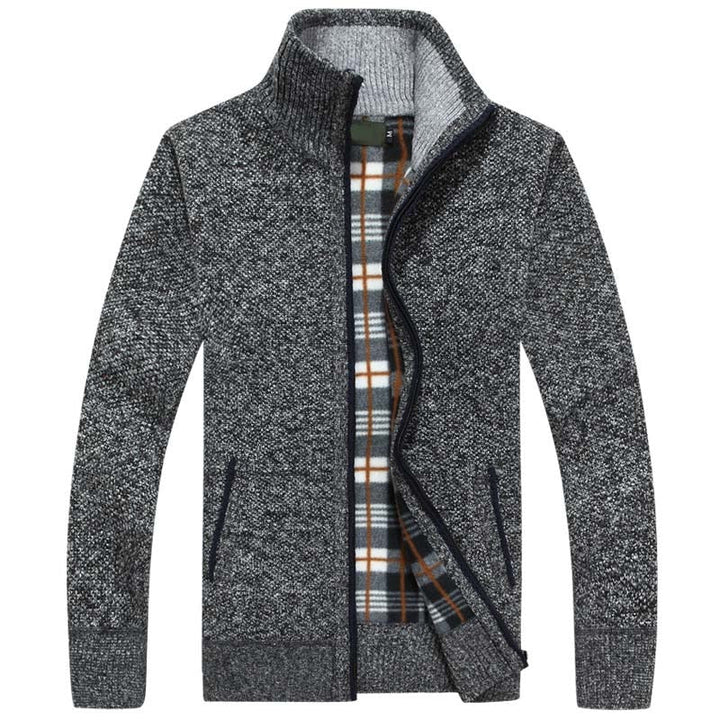 Lined Zip-Up Knitted Cardigan for Men - Victor