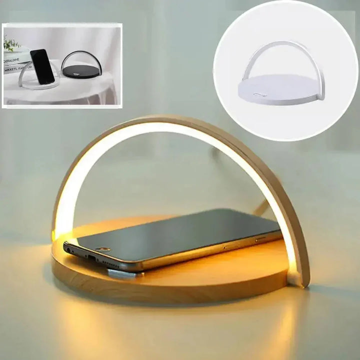 AuraGlow Smart Charging Dock | Modern Bedside Lamp with Built-in Fast Wireless Charging for All Qi-Enabled Devices