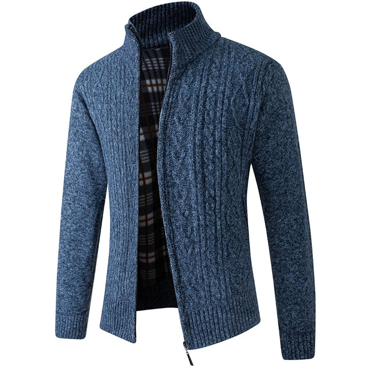 Lined Zip-Up Knitted Cardigan for Men - Victor
