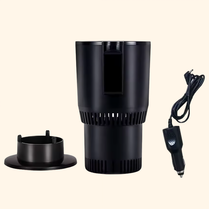 Cup holder that heats and cools your drink at the push of a button