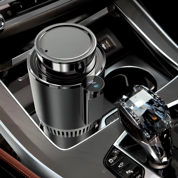 Cup holder that heats and cools your drink at the push of a button
