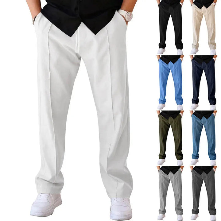 Men's Slim-Fit Trousers with Elasticated Drawstring Waist