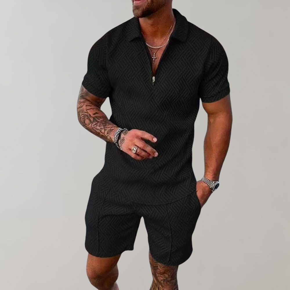 Men's Two-Piece Summer Set (Shorts + Polo Shirt)