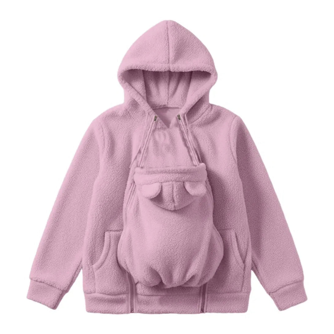 Cosy Sherpa Fleece Hoodie with Detachable Zip-On Baby Carrier Insert