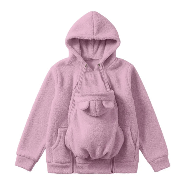 Cosy Sherpa Fleece Hoodie with Detachable Zip-On Baby Carrier Insert