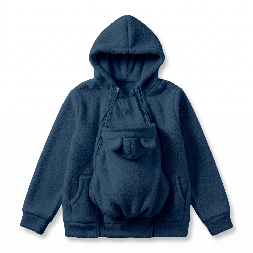 Cosy fleece baby-carrying hoodie with front pouch