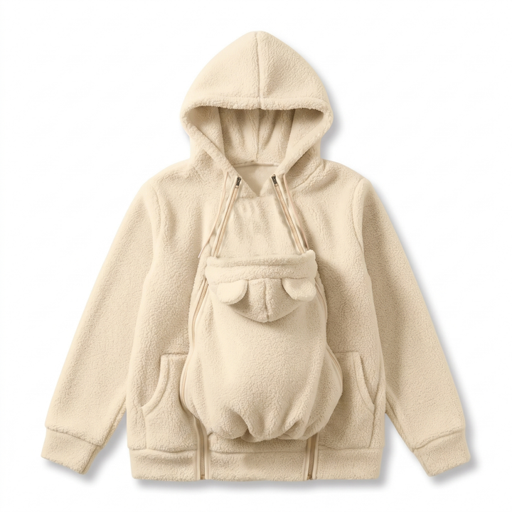 Cosy Sherpa Fleece Hoodie with Detachable Zip-On Baby Carrier Insert