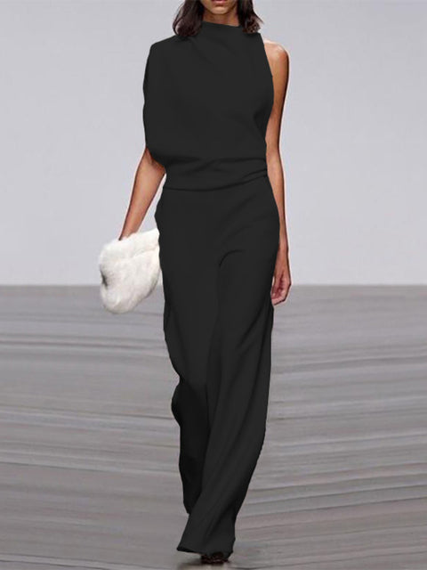 Sleeveless Jumpsuit with Open Back Effortless Elegance with a Contemporary Twist