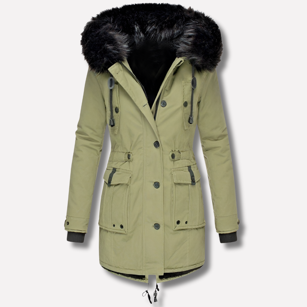 Women’s Parka Jacket with Hood and Flap Pockets