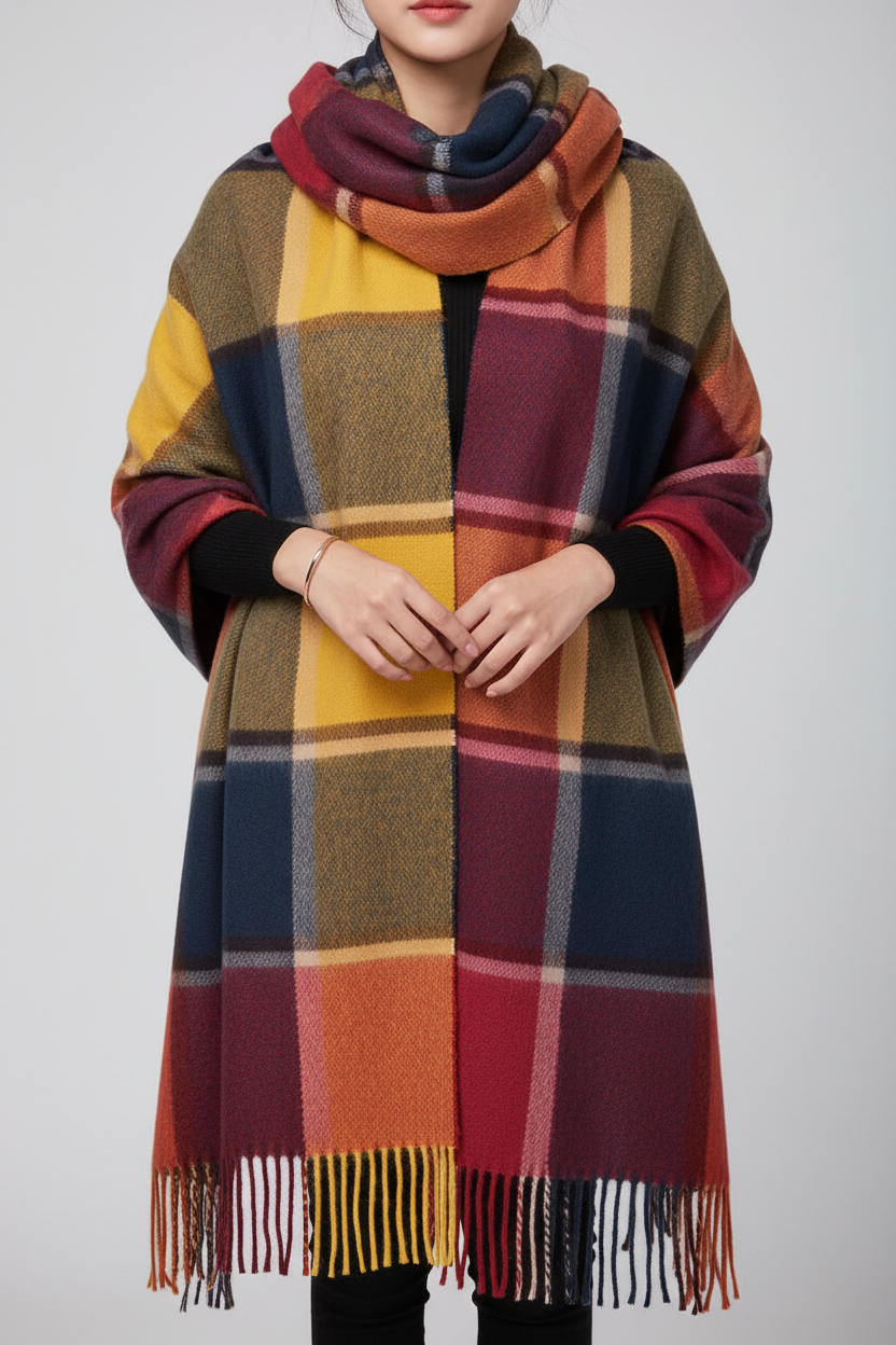 Cashmere Scarf with Diamond Pattern - CashmereDream