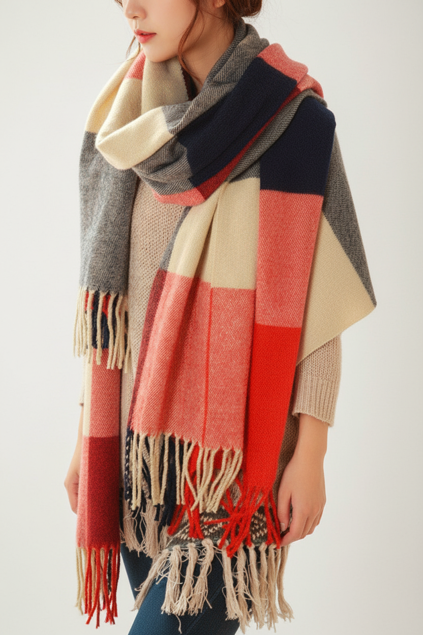 Cashmere Scarf with Diamond Pattern - CashmereDream