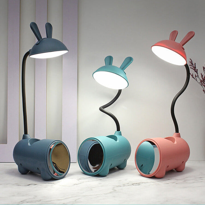Bunny LED desk lamp with pen holder – touch control & USB charging for girls