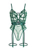 Women's Green Lace Bodysuit with Underwire