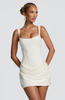 Mini Dress with Structured Bodice and Draped Skirt