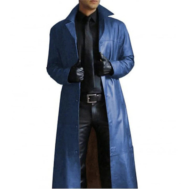 Long Faux Leather Winter Coat for Men